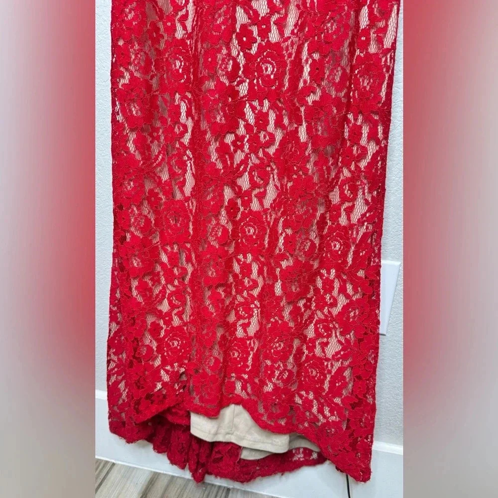 Aidan Mattox Floral Lace Mesh Deep V-Neck Maxi Dress Size 2 Regency-core - Picture 4 of 14